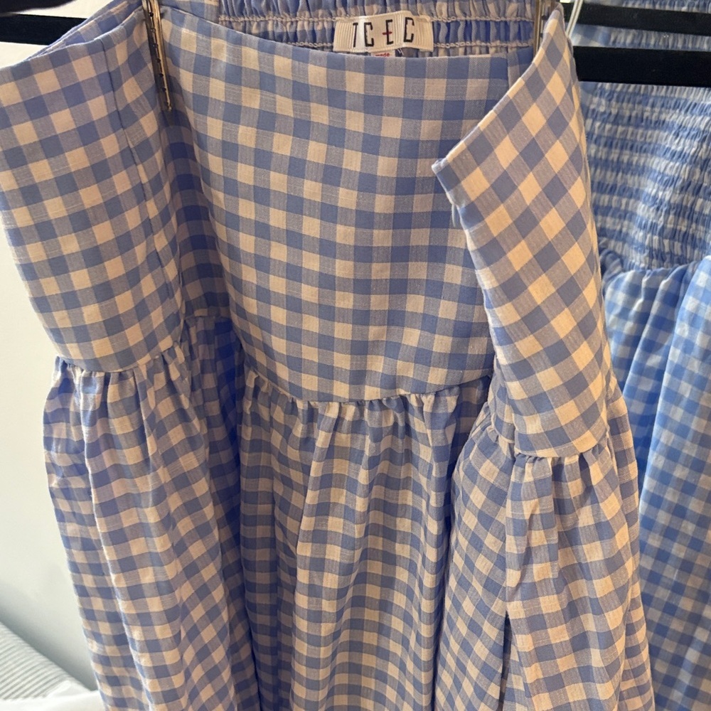 TCEC Light Blue Gingham A-Line Skirt - Picture 5 of 5